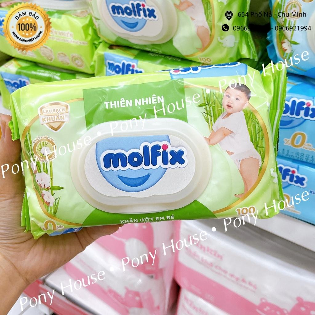 Khăn ướt trẻ em organic Molfix Thiên nhiên- Giấy Ướt Sạch Khuẩn Vệ Sinh, dùng cho cả gia đình - Gói 100 miếng