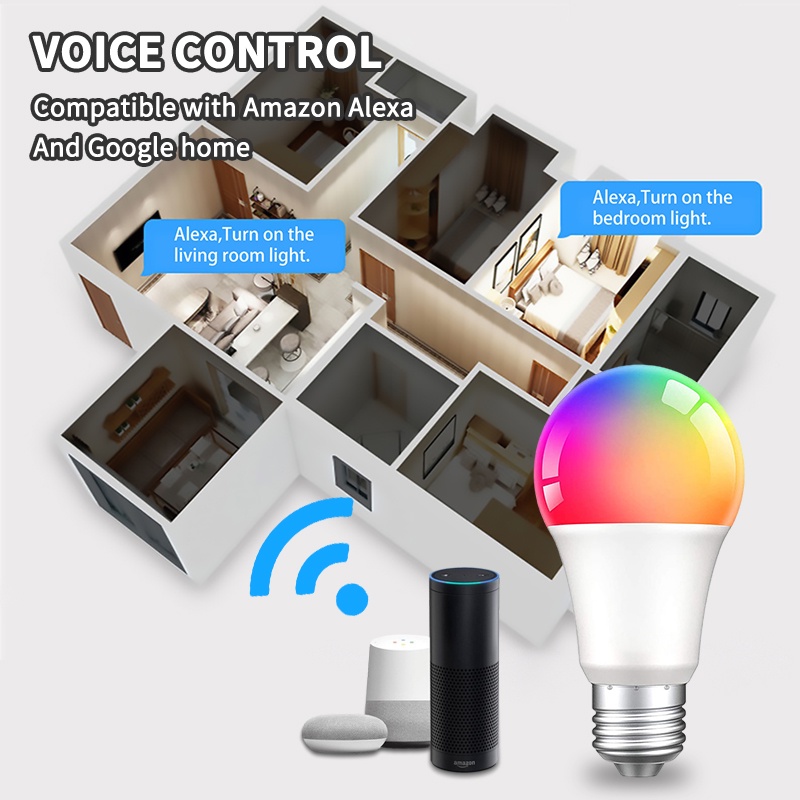 Zigbee3.0 Bóng Đèn Thông Minh Bóng Đèn Tuya Đèn Led Thay Đổi Màu 9W Rgbcw E27 110V 220V Smart Life Tương Thích Ứng Dụng Alexa Google Home Okase