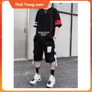 Bộ quần áo nam ngắn tay M.M đen - AQ3