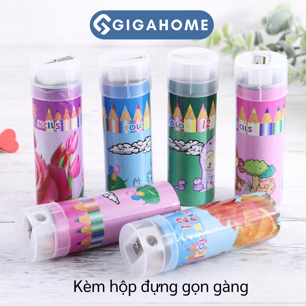 Bút Chì Màu Chuyên Nghiệp Dạng Cốc GIGAHOME 12 Màu Kèm Chuốt 6900
