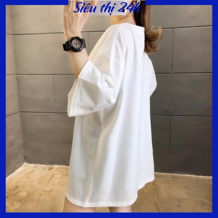Áo thun form rộng tay lỡ, áo phông unisex Siêu thị 24 giờ in hình Công Chúa Tuyết