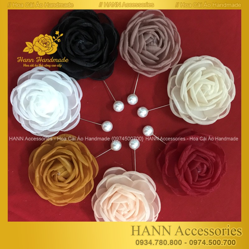 Hoa Cài Áo - Tag Hoa Lớn Cài Áo, Kiểu Cài Áo Hoa Có Ghim, Có Trâm Cài Áo Váy , Hoa Cài Áo Dài - Cài Áo Hoa Handmade