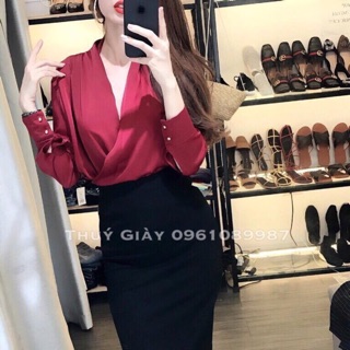 Áo sơ mi  cổ chéo loại 1 ( kèm ảnh thật 100%)