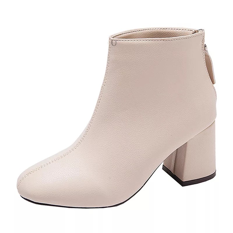 [Sale] Bốt Nữ Hàn Quốc Boot Nữ Công Sở Gót Vuông Khóa Sau Da Sần và Da Lì khóa Min nhiều mẫu cổ lửng hottrend | BigBuy360 - bigbuy360.vn