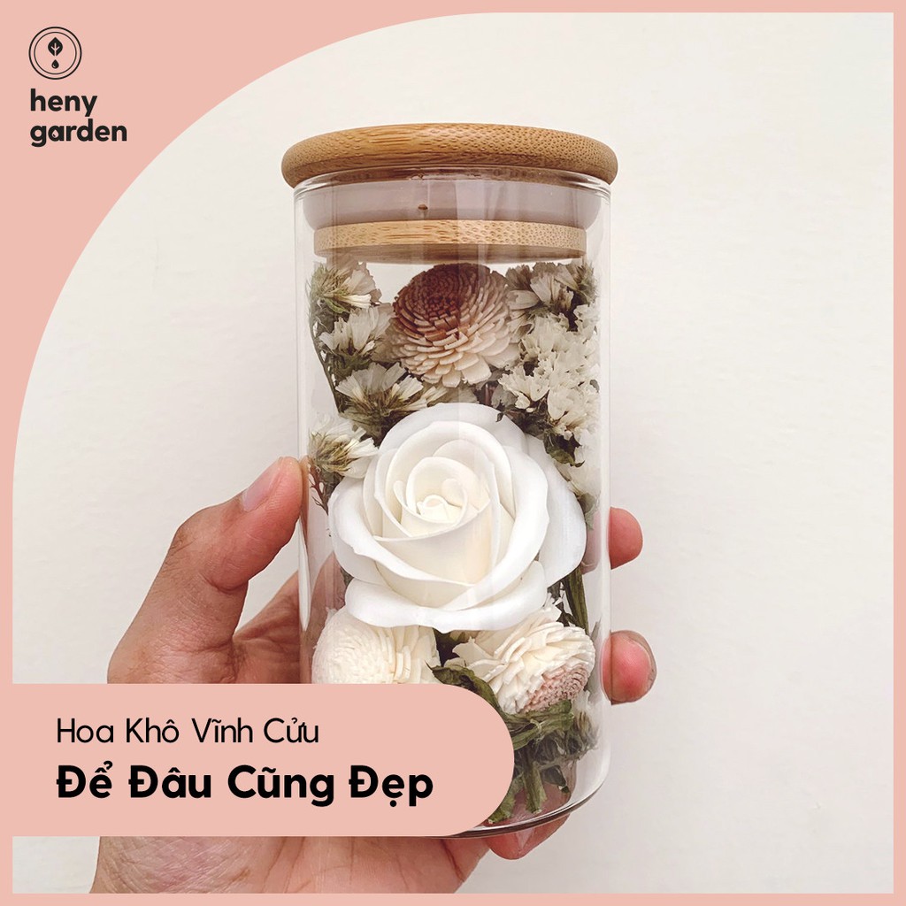 Lọ Hoa Khô Khuếch Tán Tinh Dầu Kèm Lọ Thủy Tinh Cao Cấp (Có Video) Heny Garden