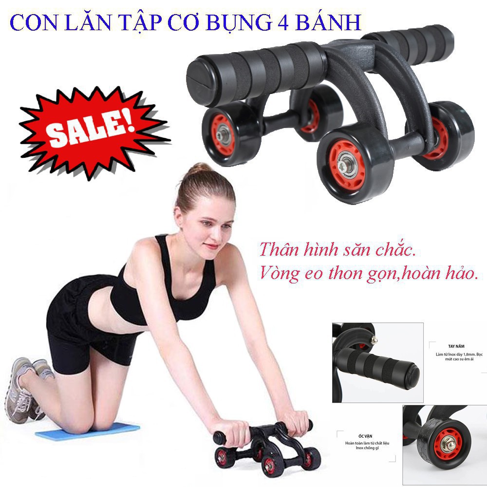 CON LĂN TẬP BỤNG 4 BÁNH ( AB ROLLER AND PUSH UP BAR)