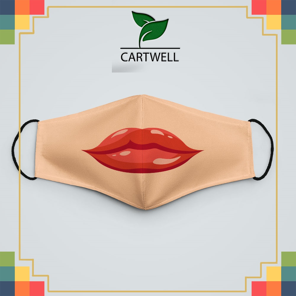 Khẩu trang vải 2 da Sexy Lips_3658 CARTWELL vải cotton 100% kháng khuẩn không đau tai dễ thở cho nam nữ