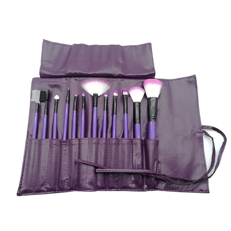 Set 12 Cọ Trang Điểm Phấn Mắt Lông Mày Kèm Hộp Đựng Bằng PU Tiện Lợi YOUYO