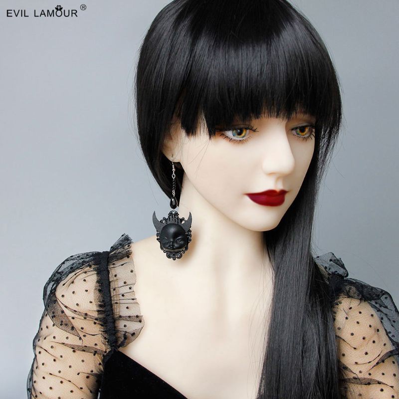 Khuyên Tai Dáng Dài Hình Ác Quỷ Màu Đen Phong Cách Lolita Gothic