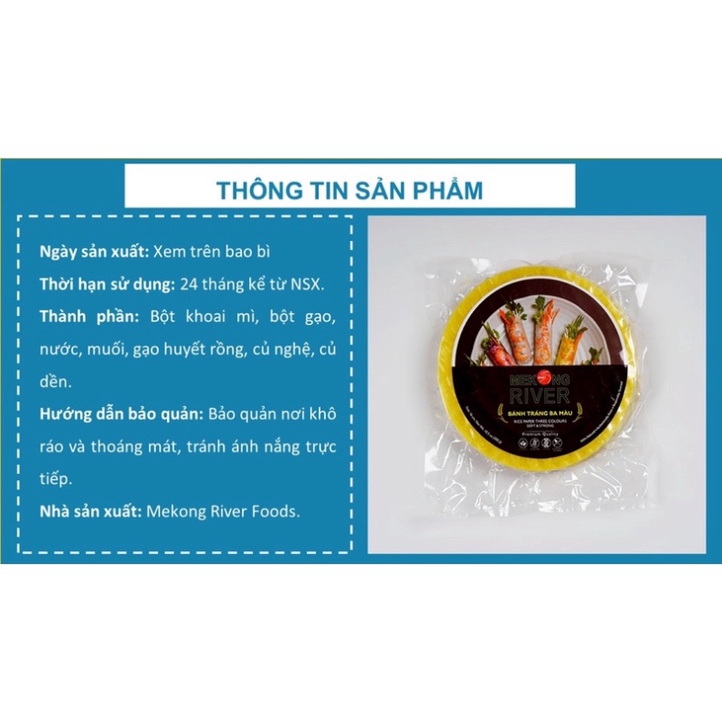 Bánh tráng 3 màu Mekong 22cm300g (Eatclean)