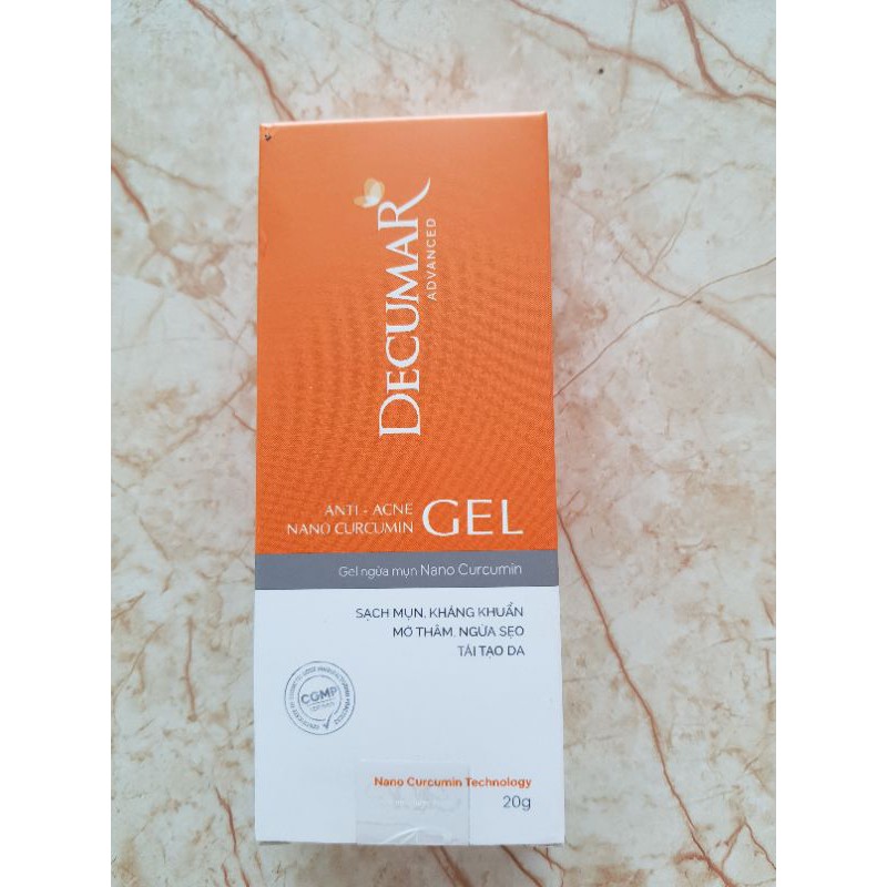 Gel ngừa mụn nano curcumin Decumar 20 gram