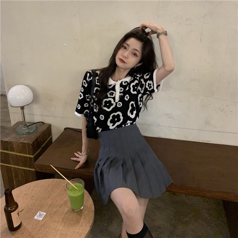 Áo polo Dệt Kim Mỏng Dáng Rộng Kiểu Pháp Thời Trang Mùa Hè Cho Nữ