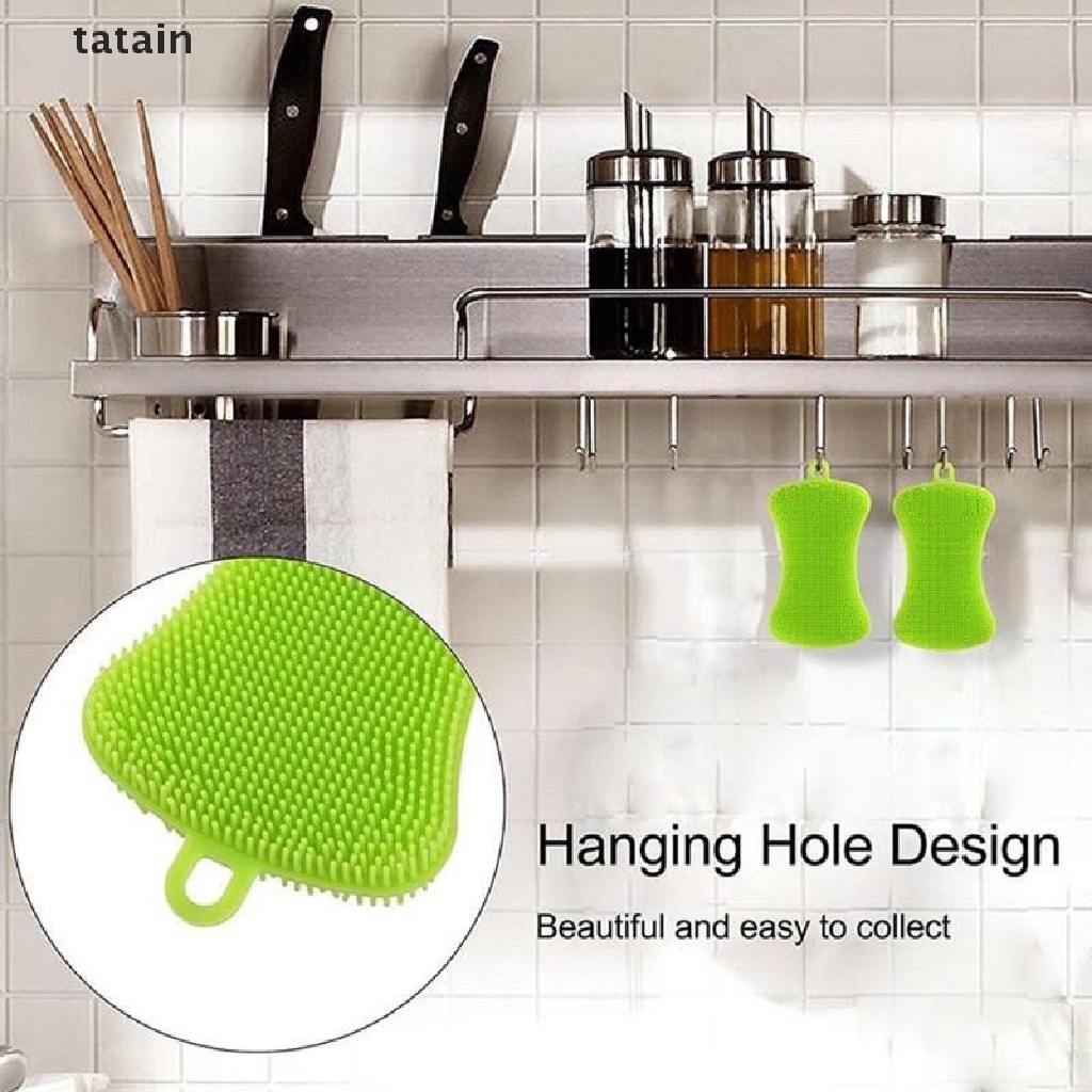 [TAT] Silicone Dish Washing Brush Pot Pan Sponge Scrubber Kitchen Cleaning Tool CVX