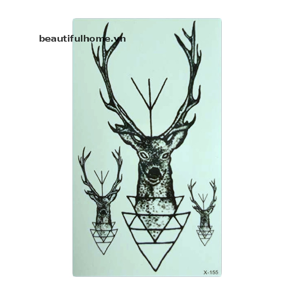 (Hàng Mới Về) Hình Xăm Dán Đầu Hươu Chống Thấm Nước