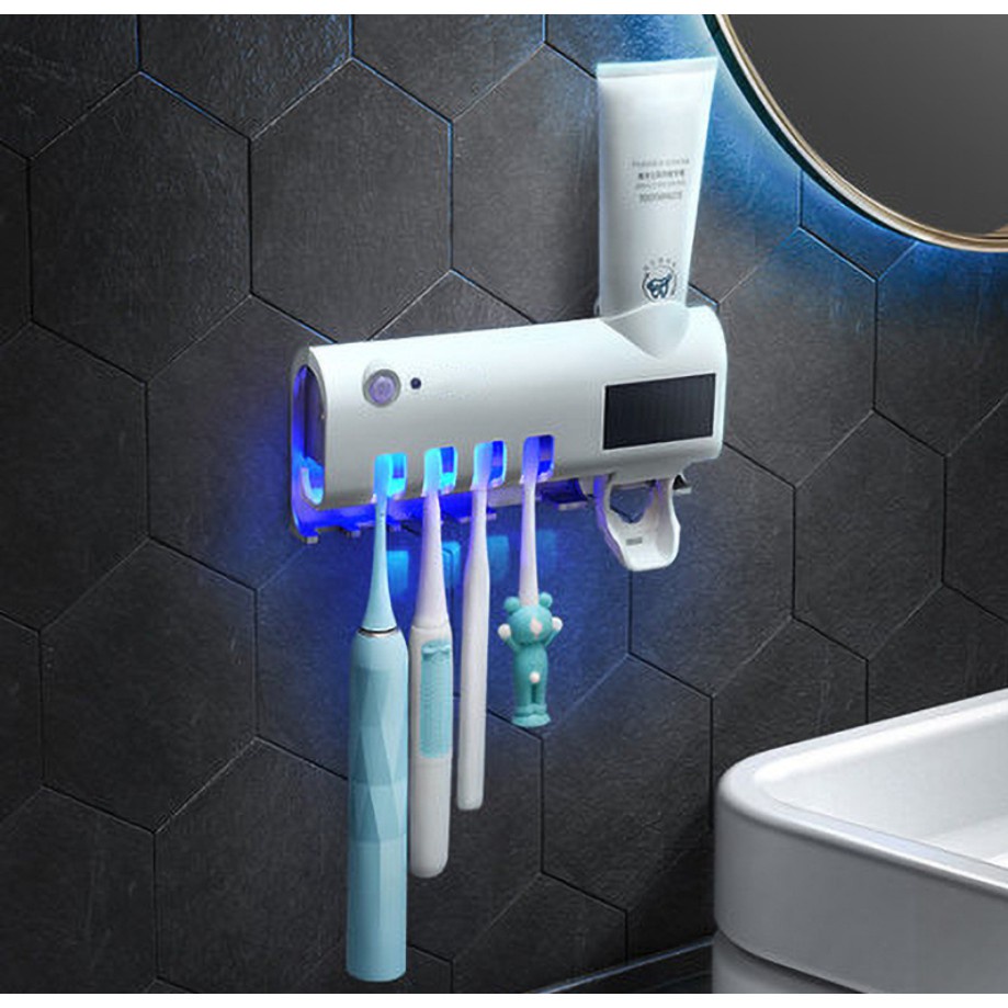 Kệ bàn chải khử khuẩn - Kệ Nhả Kem Tia UV Sạch 99% Vi Khuẩn - Máy tiệt trùng bàn chải công nghệ Châu Âu