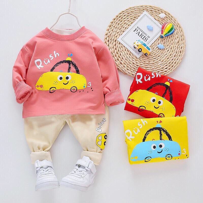 Bộ hình Ô TÔ dài tay cho bé 8-18kg