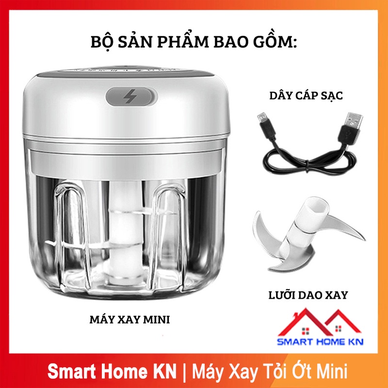 Máy xay tỏi ớt mini cầm tay đa năng sạc bằng điện - Máy xay sinh tố đa năng cầm tay mini 300ml