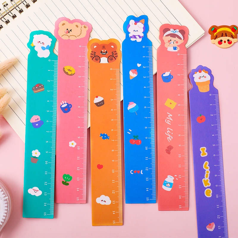 &lt;Video Review&gt; Set 5 Thước Kẻ Bìa Nhựa Dẻo Đo 15cm Màu Sắc Đáng Yêu Nhiều Chủ Đề D145
