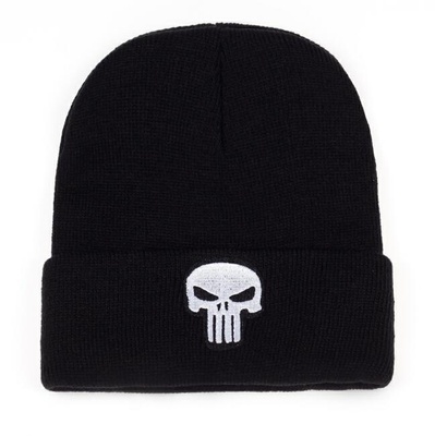 Mũ beanie dệt kim màu đen in hình đầu lâu cá tính