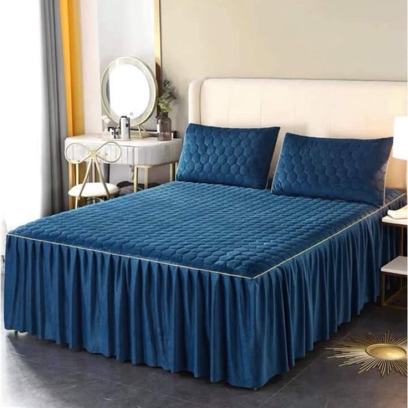 SÉT GA GỐI NỈ PHỦ TRẦN TRÁM MẪU MỚI 2021