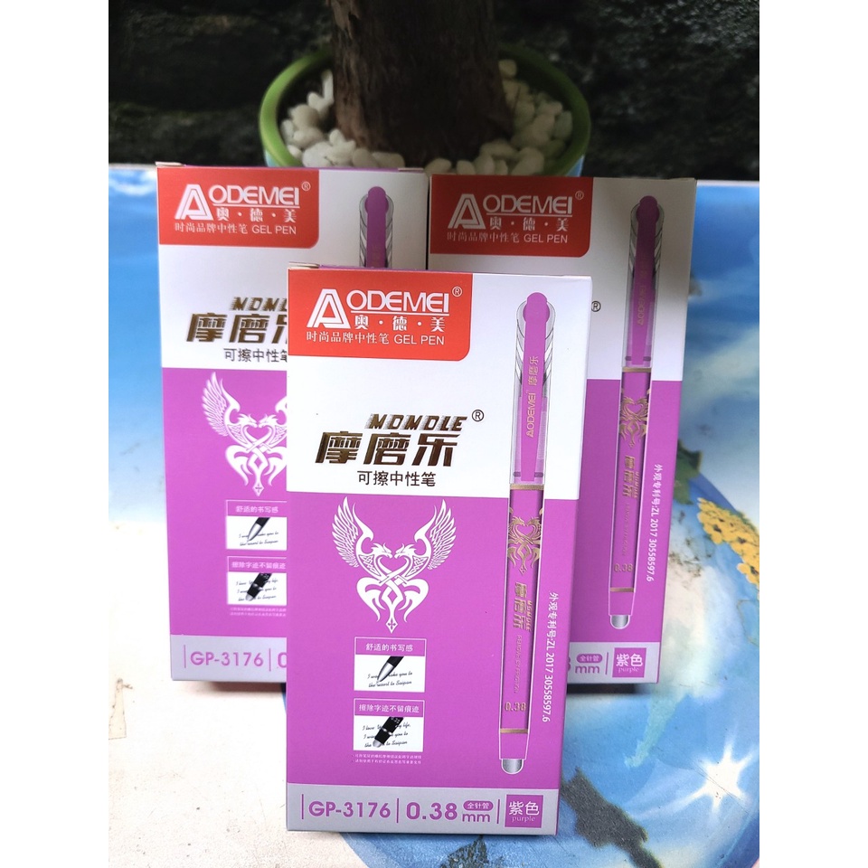COMBO 02 HỘP 24 CÂY BÚT BI XÓA ĐƯỢC MỰC TÍM AODEMEI