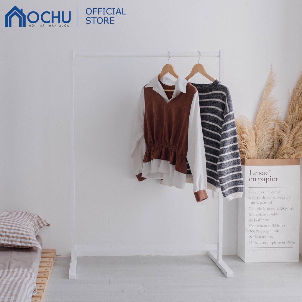 Giá Treo Quần Áo Gỗ Thông OCHU - Single Hanger - White