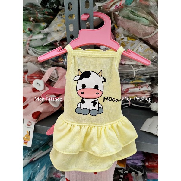 Váy hai dây bò sữa chất siêu mát cho cún