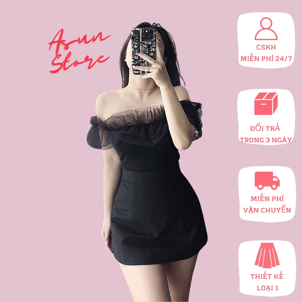 Áo trễ vai bèo ren sexy💋CLIP+ẢNH THẬT💋 áo bẹt vai hở vai cotton zip thiết kế