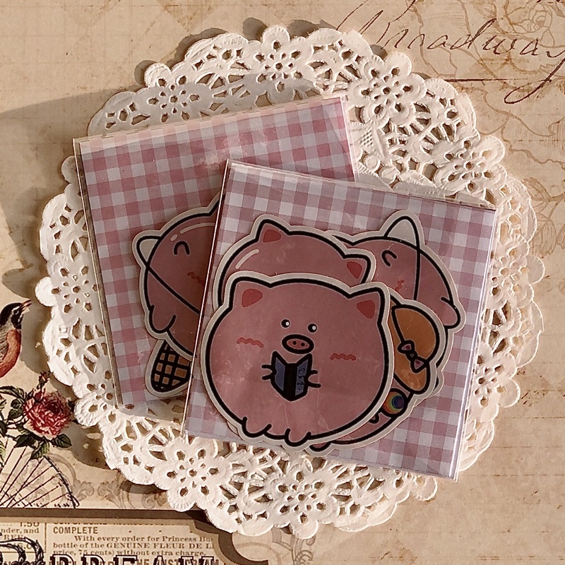 Set 4 sticker Heo Hồng cắt rời cỡ lớn dùng trang trí sổ bullet journal