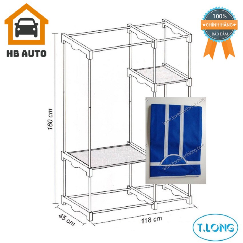 Bao Áo Tủ Vải Thanh Long 03  không bao gồm khung sắt dùng để thay thế bao áo cũ, rách, hỏng