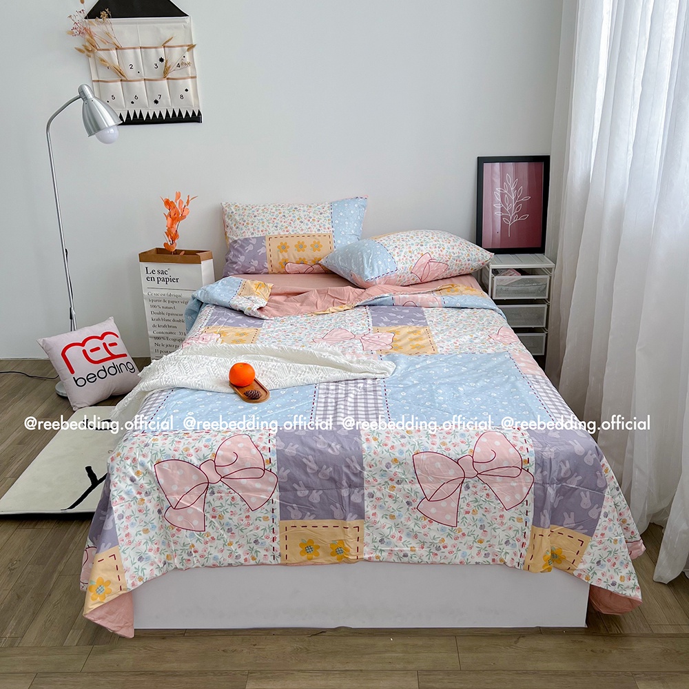 Bộ chăn ga gối chần bông poly cotton REE Bedding đủ size giường nệm PLC171 - Mẫu 1
