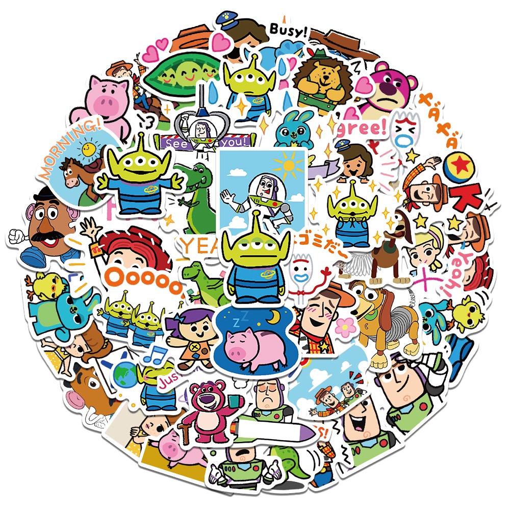 Bộ 50 Miếng Dán Hoạt Hình Disney Chống Nước Trang Trí Laptop/Guitar/Điện Thoại/Ván Trượt Không Thấm Nước