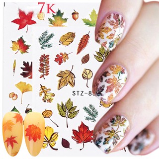 Sticker dán móng nhiều họa tiết lá phong,hoa