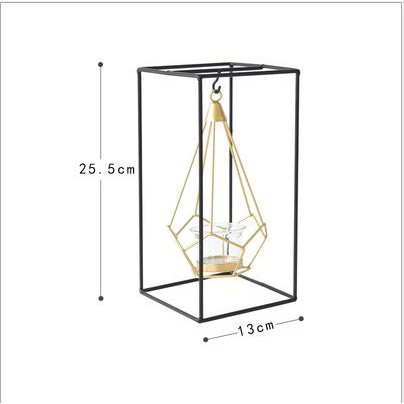 Chậu trang trí thủy tinh trồng cây mini, trồng sen đá khung treo kim loại để bàn phong cách hiện đại