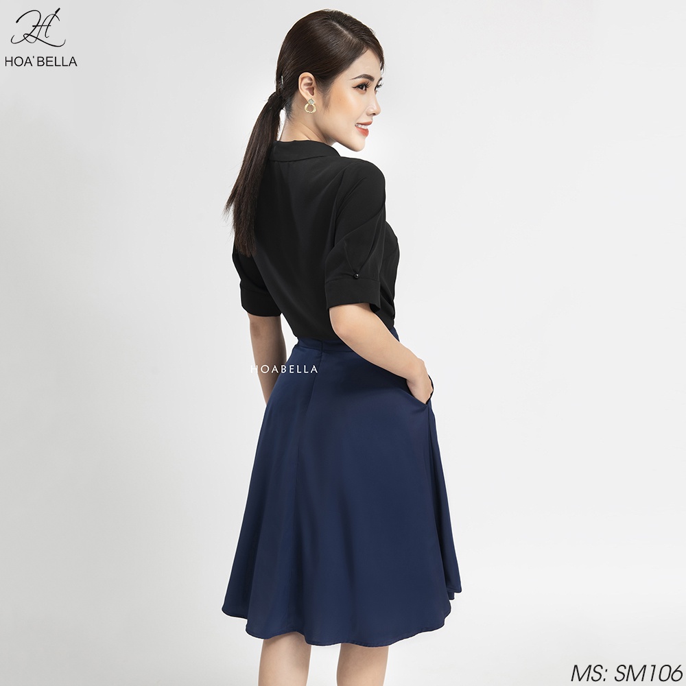 Áo Sơ Mi Nữ HOABELLA Cổ Sen Trơn 5 Màu Tay Lỡ Chất Liệu Lụa Cao Cấp