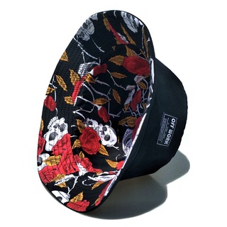 Nón Tai Bèo Chống Nắng Hai Mặt In Họa Tiết Hoa Hồng Và Đầu Lâu Cá Tính