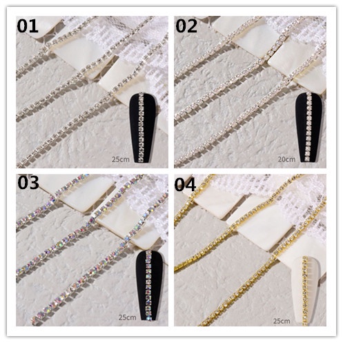 Chuỗi Hạt Kim Cương Giả Ba Chiều Lấp Lánh Trang Trí Móng Tay Thủ Công Thời Trang Cho Nữ