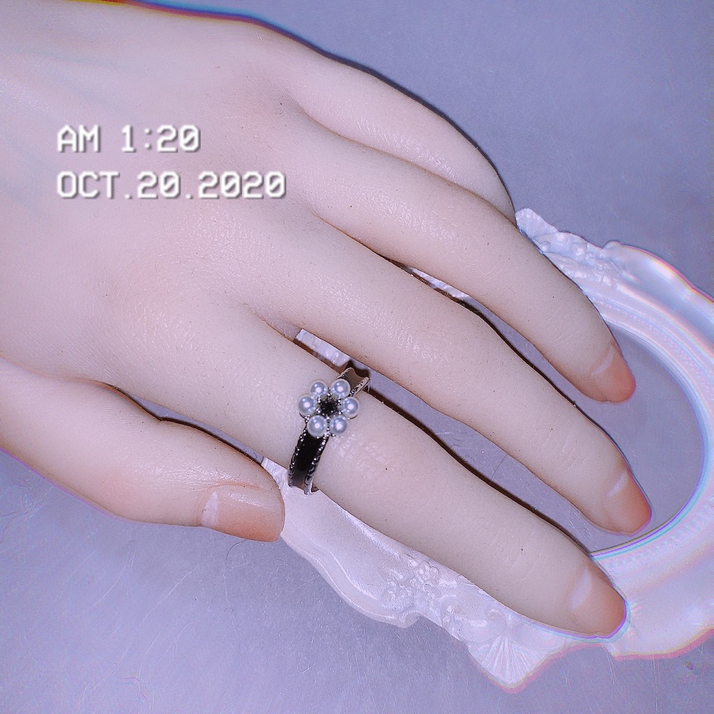 Nhẫn Hở Điều Chỉnh Được Kích Thước Phong Cách Hàn Quốc Màu Đen 22854