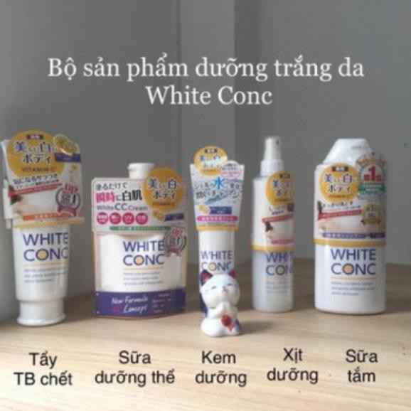 BỘ SẢN PHẨM DƯỠNG TRẮNG DA WHITE CONC NHẬT BẢN Tẩy Da Chết WHITE CONIC SỮA TẮM WHITE CONIC KEM DƯỠNG WHITECONIC