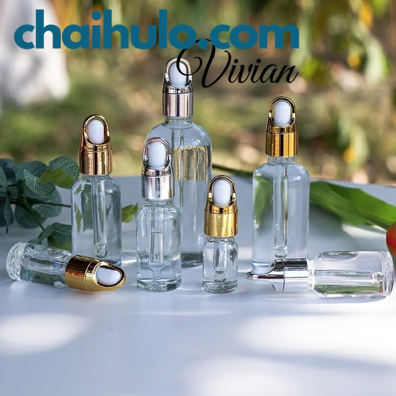 50ML Lọ Chiết Mỹ Phẩm Lọ Chiết Serum Mini Chai Lọ Thủy Tinh Đựng Tinh Dầu Nắp Bóp Quai Xách Nhỏ Giọt