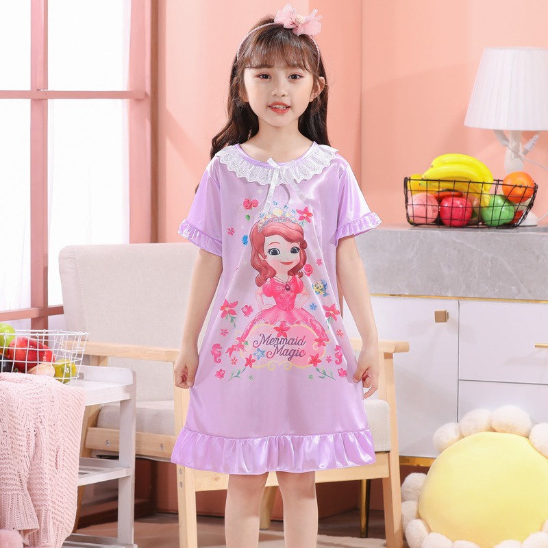Đầm Ngủ Tay Ngắn In Hình Mickey Thời Trang Dành Cho Bé Gái