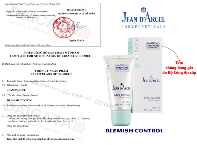 [TRỢ GIÁ] Kem làm giảm mụn nhanh Jean Darcel_blemish control Jean D'Arcel | BigBuy360 - bigbuy360.vn
