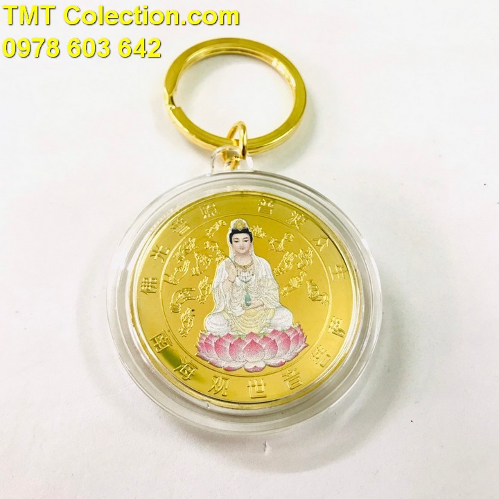 Móc Khóa Xu Quan Âm Vàng In Màu -TMT Collection - SP005204