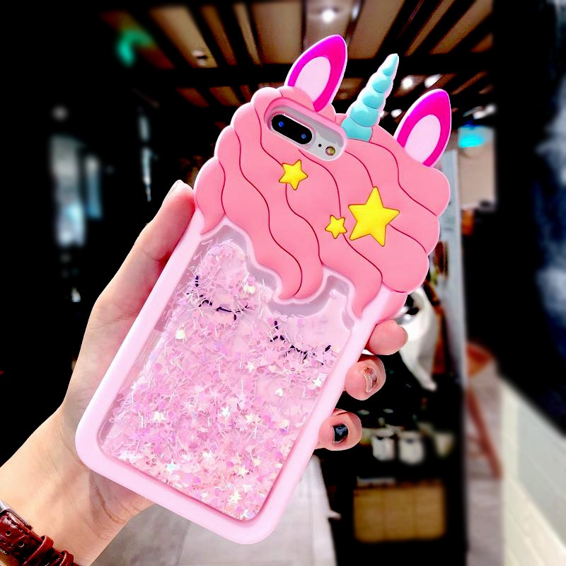 Ốp điện thoại kim tuyến nước hình lông mi và ngựa phong cách mới cho iPhone5 SE 6 7 8 X XS 11ProMax