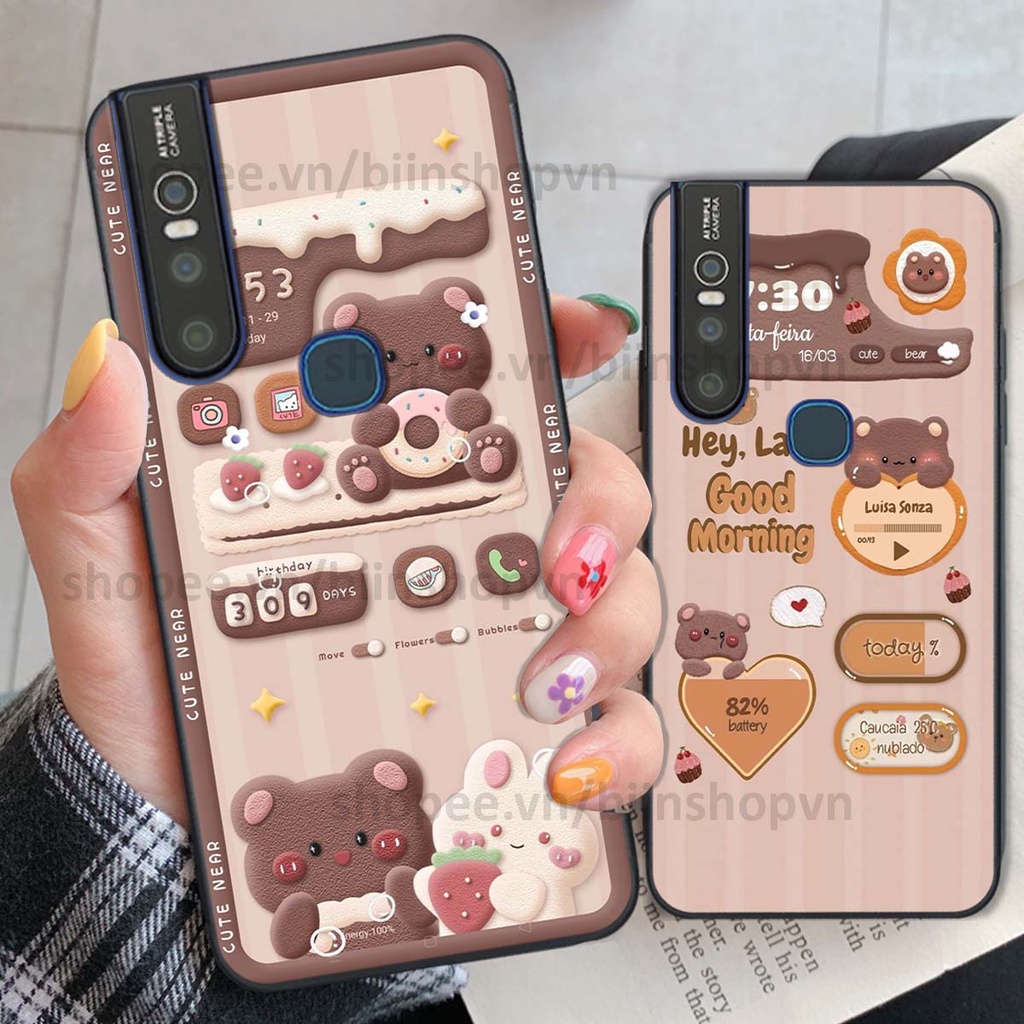 Ốp Vivo V15 / V15 Pro in 3D icon gấu nổi siêu xinh, siêu đáng yêu, cá tính phong cách