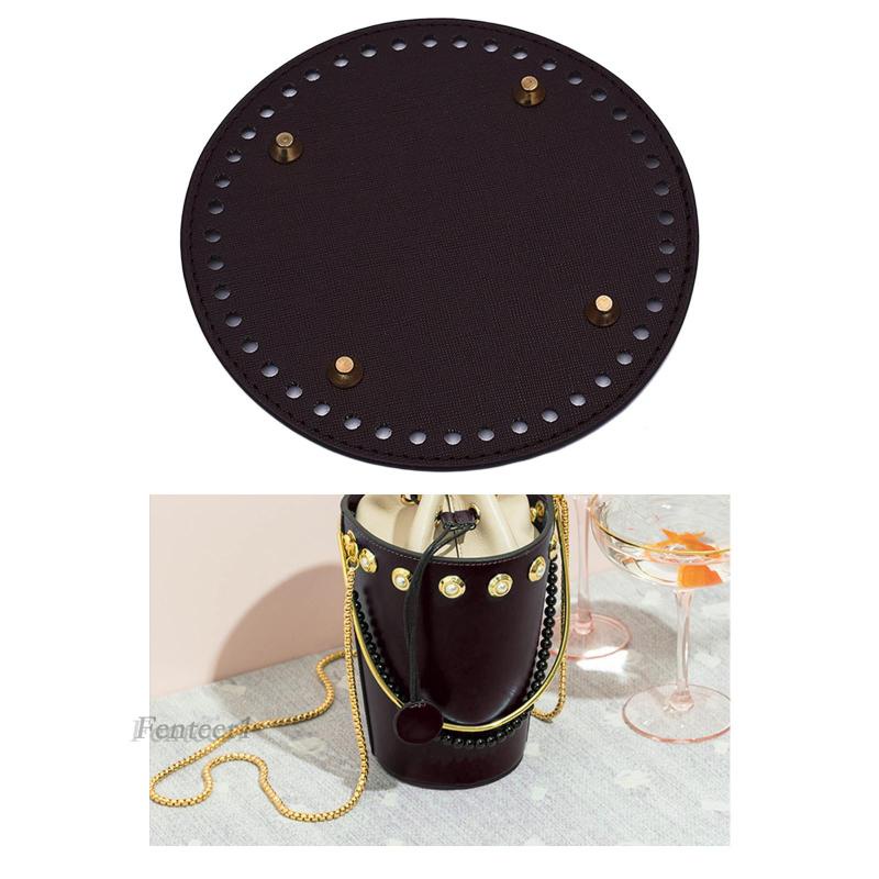 [Fenteer1] Túi Xách Da PU Dệt Kim Đáy Tròn DIY