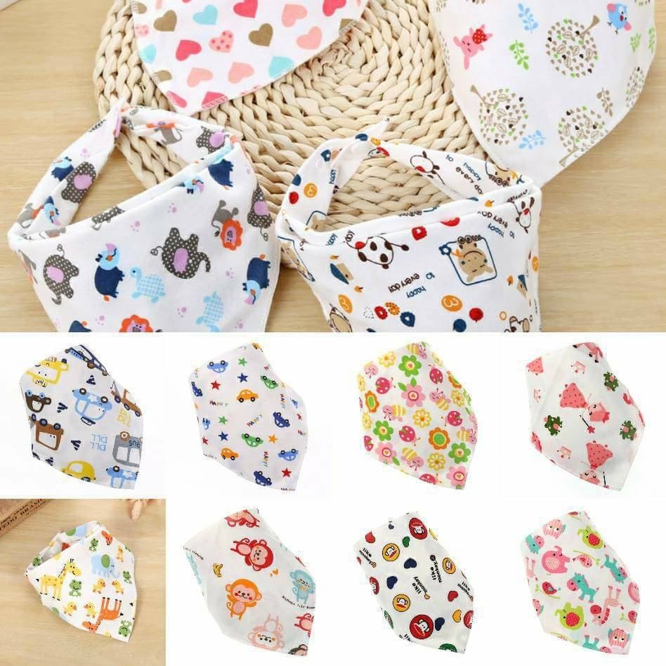 Yếm cotton quàng cổ cài nút bấm cho bé trai bé gái 1c