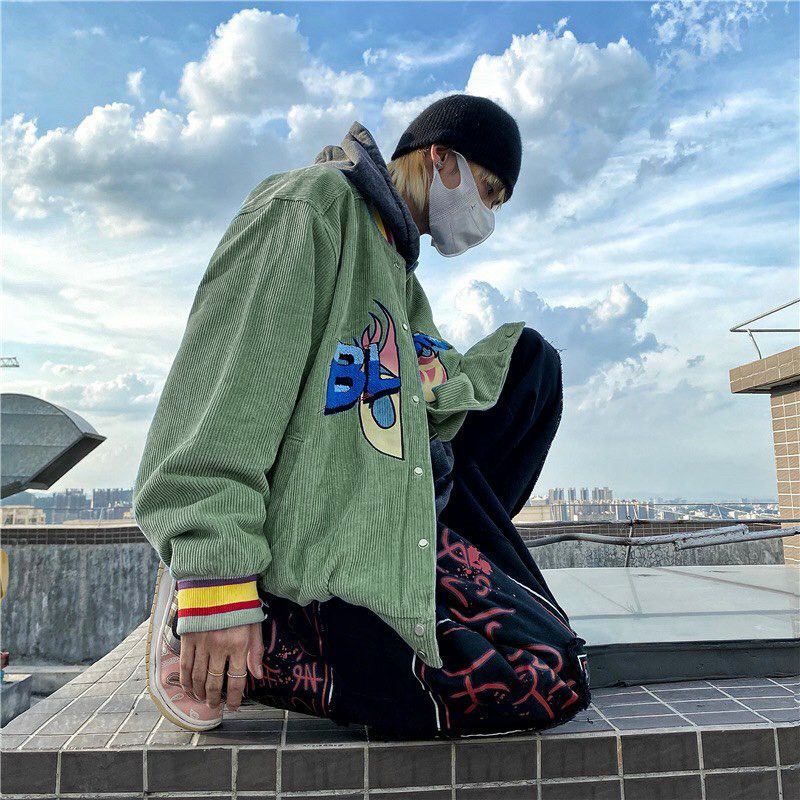 Áo khoác bomber unisex chất nhung form rộng Thêu BLACKAR phong cách