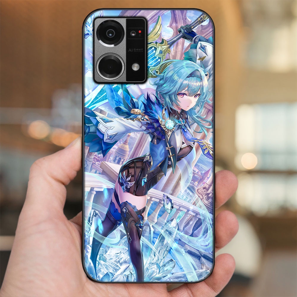 Ốp lưng Oppo Reno 7 4G viền đen in hình Eula Genshin Impact