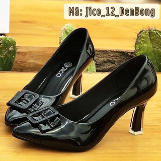 GIÀY CAO GÓT KHÓA VUÔNG GÓT MICA CAO 7 PHÂN MÀU ĐEN BÓNG - JICO_12_DenBong